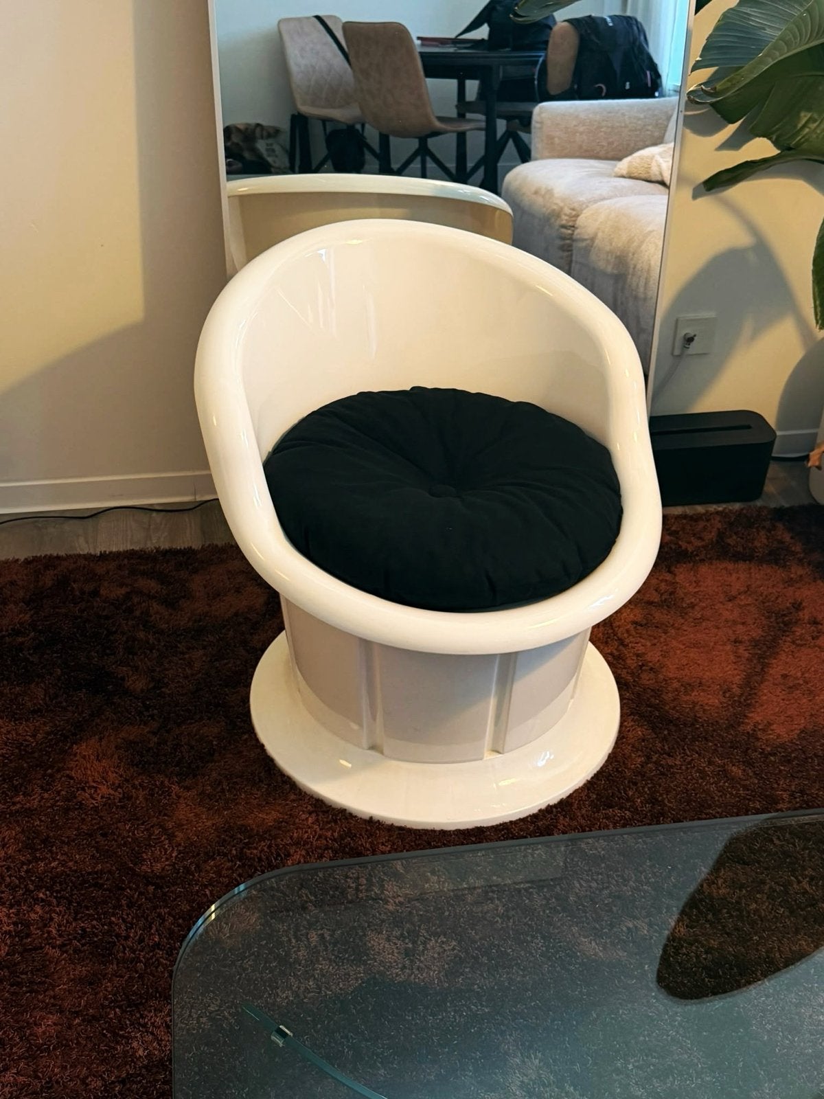 IKEA POPPTORP Stoel space age, Kunststof, Wit, Ophalen of Verzenden, Zo goed als nieuw