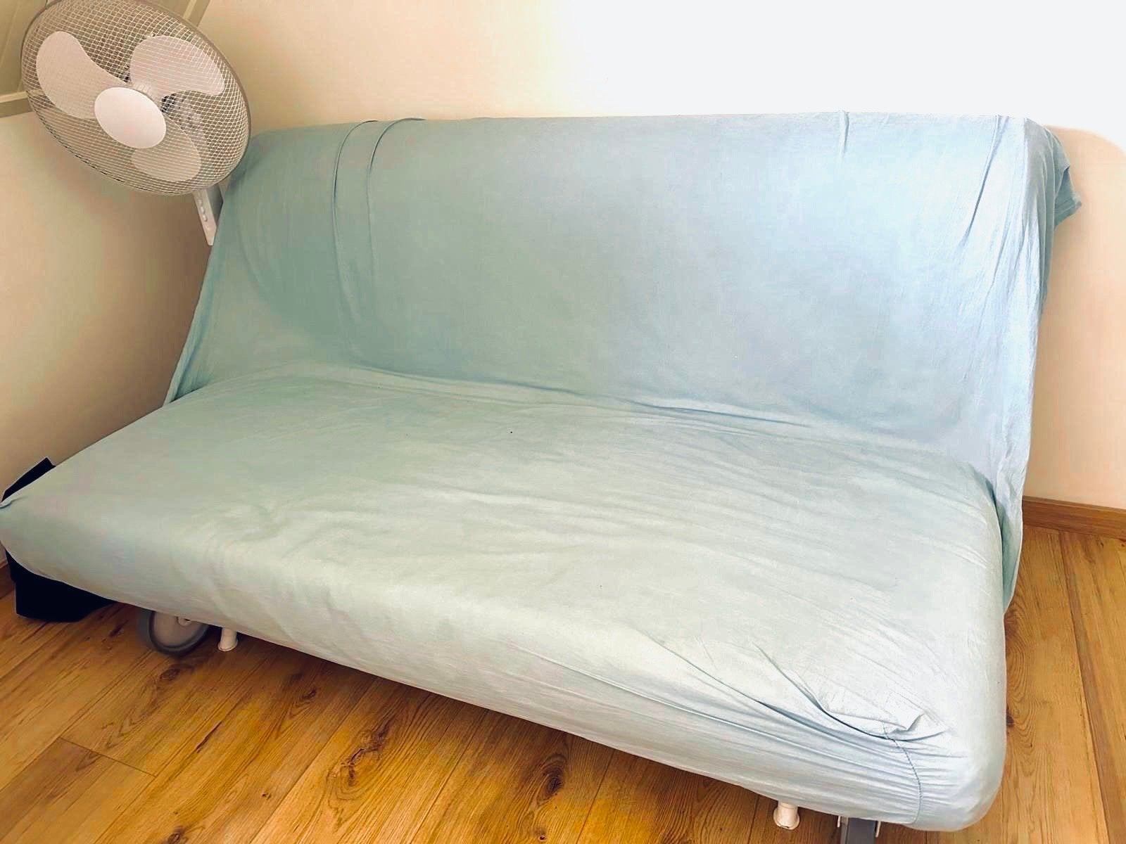 Gratis Ikea Slaapbank, Gebruikt, Blauw, Tweepersoons, Ophalen of Verzenden