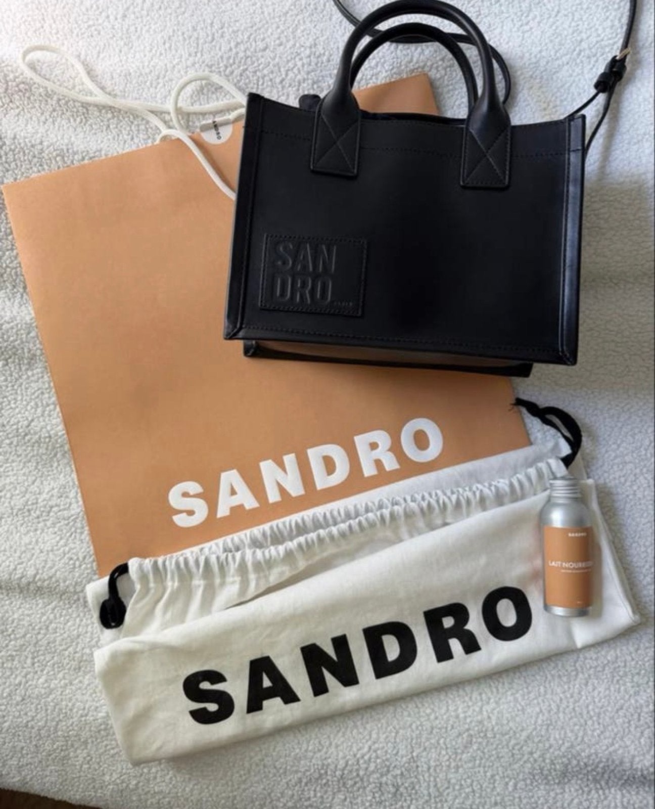 Sandro YZA Mini Tote Bag Zwart Leer - Zo goed als nieuw, Ophalen of Verzenden, Zo goed als nieuw, Zwart, Handtas