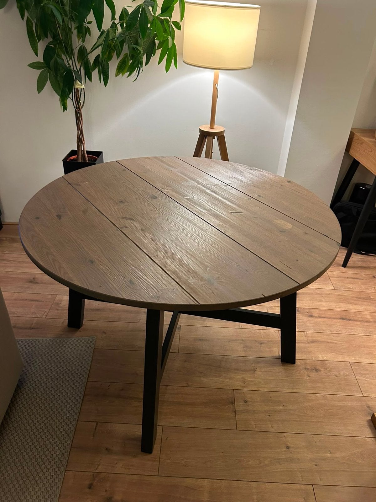Ronde eettafel hout, Ophalen, Gebruikt, 100 tot 150 cm, Rond
