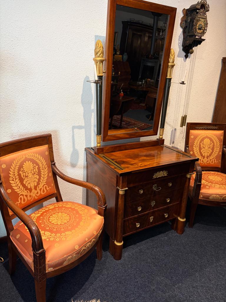 Empire mahonie kaptafel met kandelaren, Ophalen