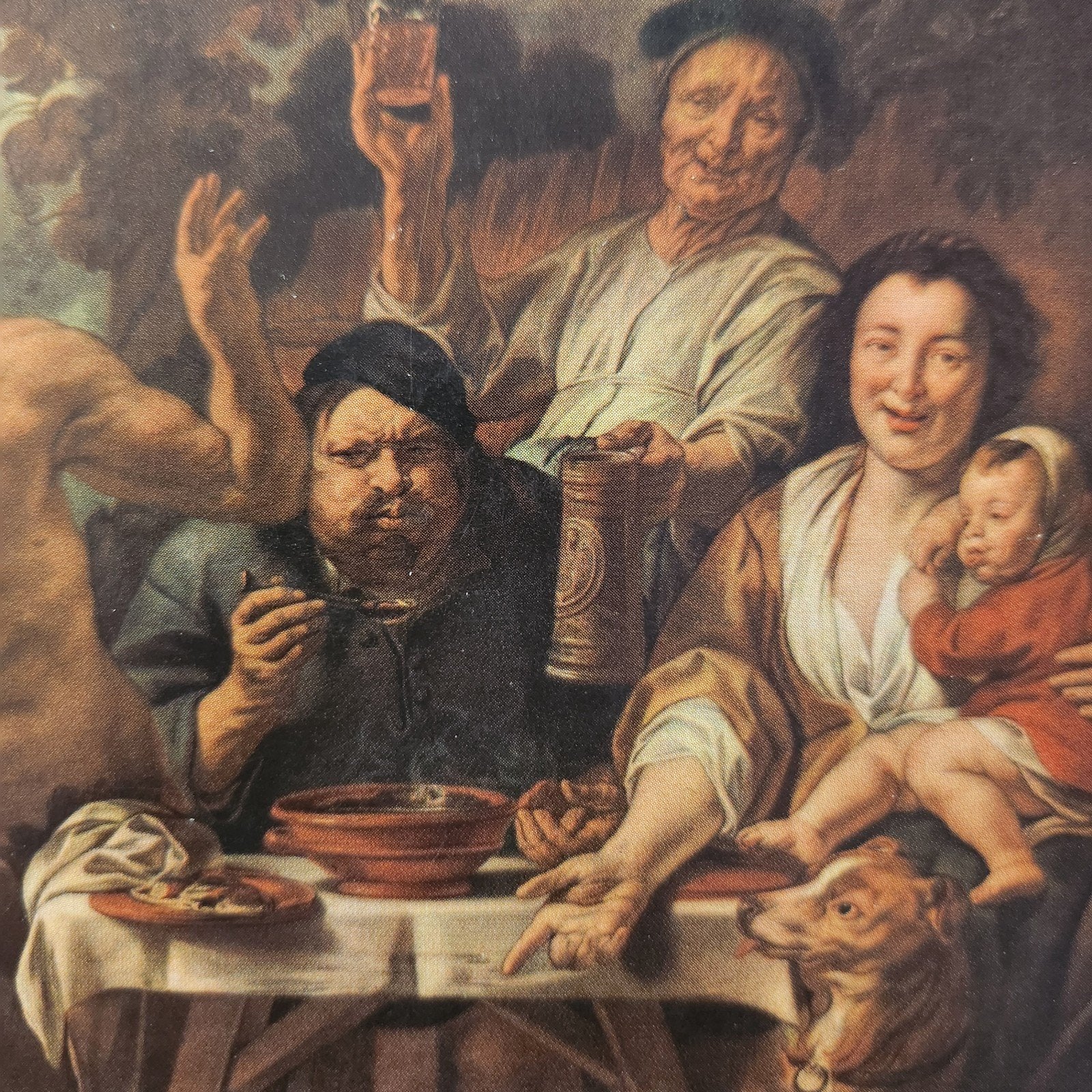 Kunstkaart Jacques Jordaens - De Satyr en de Boer, Verzenden, 1960 tot 1980, Ongelopen, Cultuur en Media