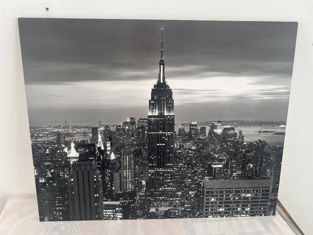 IKEA GRÖNBY wandpaneel New York skyline 82x65 cm, Ophalen, Zo goed als nieuw, A1 t/m A3, Overige onderwerpen