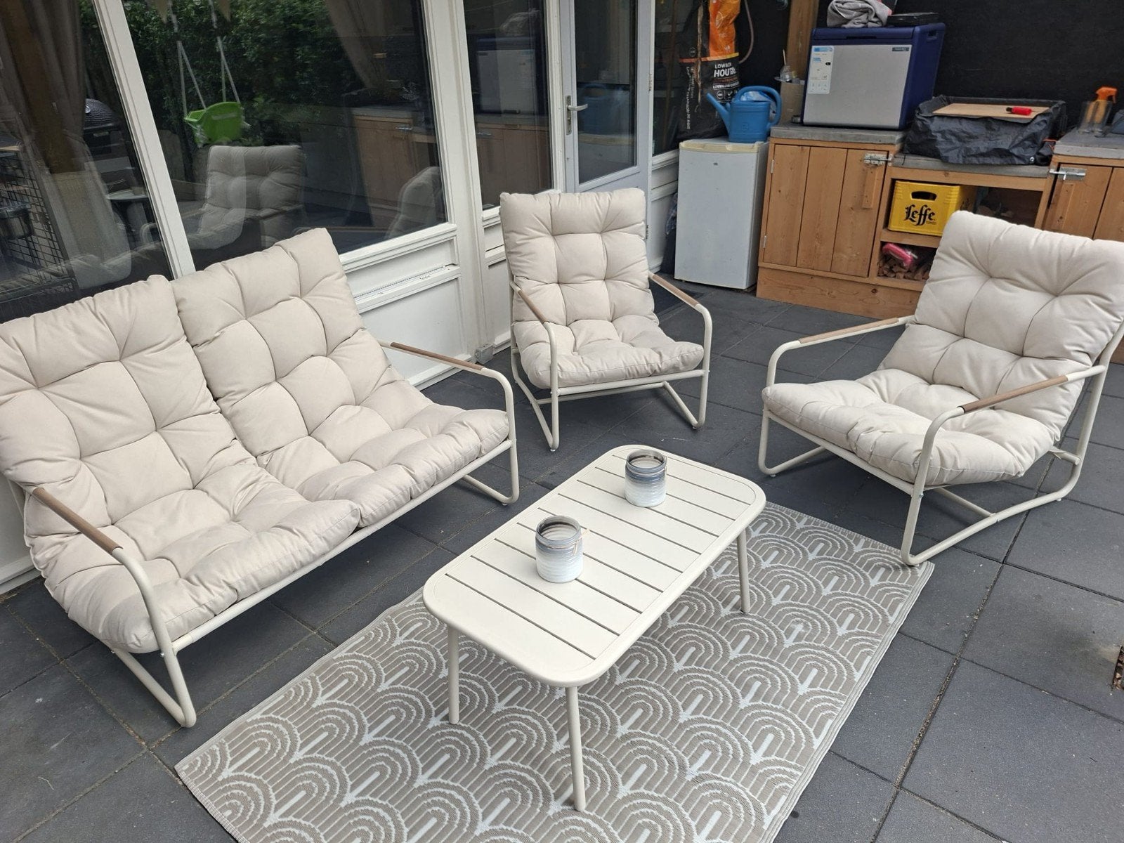 Loungeset, Tuin en Terras, Ophalen, 4 zitplaatsen, Aluminium, Zo goed als nieuw