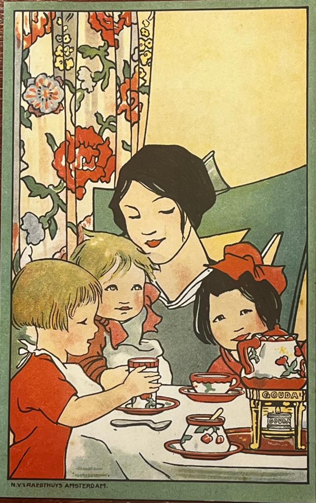 reclamekaart theelichten Gouda Rie Cramer litho, Ophalen, Gebruikt, Overige typen