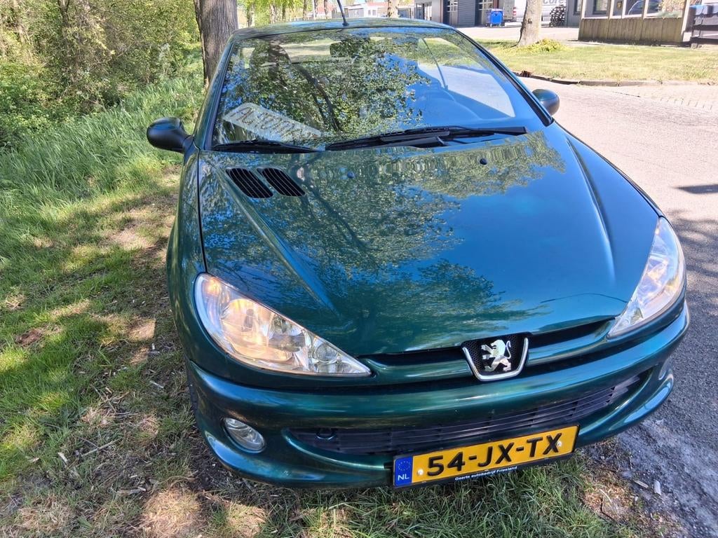 Peugeot 206 1.6 16V CC Roland Garros AUT 2002 Groen, 4 cilinders, Cabriolet, 4 stoelen, Bruin