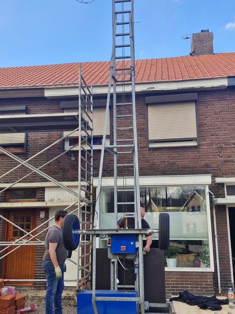 +- 7meter Dakpannenlift / Verhuislift te koop, Doe-het-zelf en Verbouw, Overige Doe-het-zelf en Verbouw, Ophalen of Verzenden