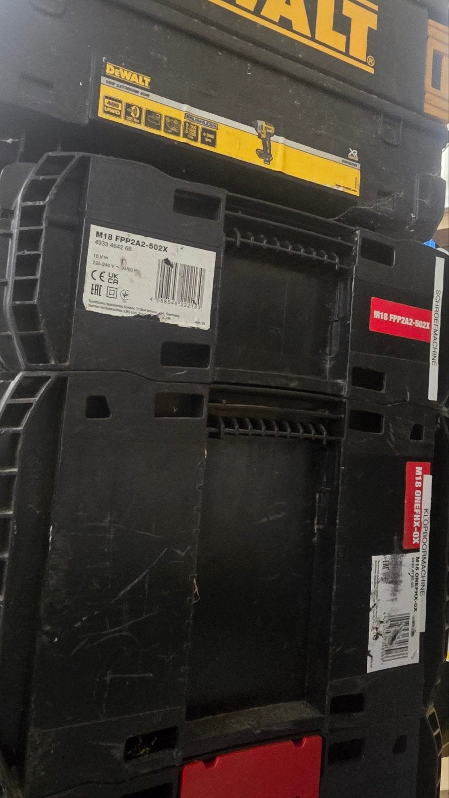 Diverse gereedschapskisten (leeg)- Milwaukee, DeWalt, Makita