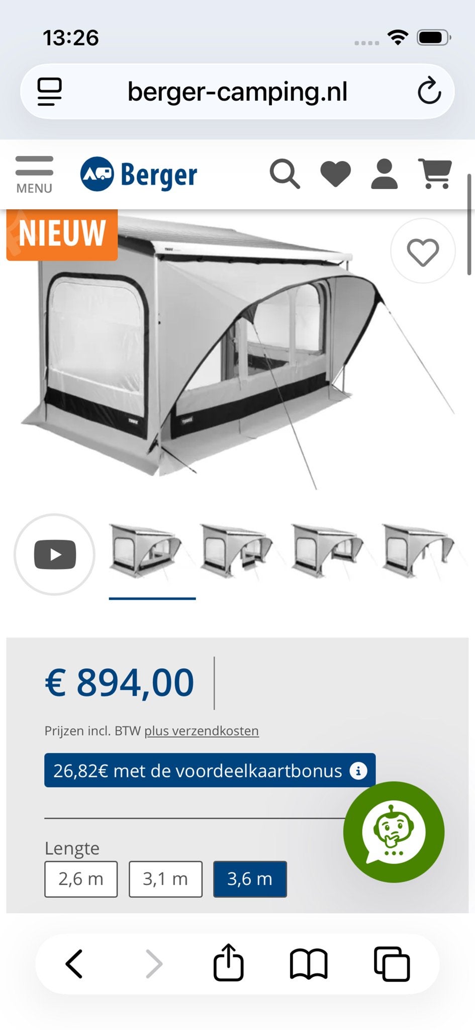 Thule Omnistor voortent   3.60M, Ophalen, Zo goed als nieuw