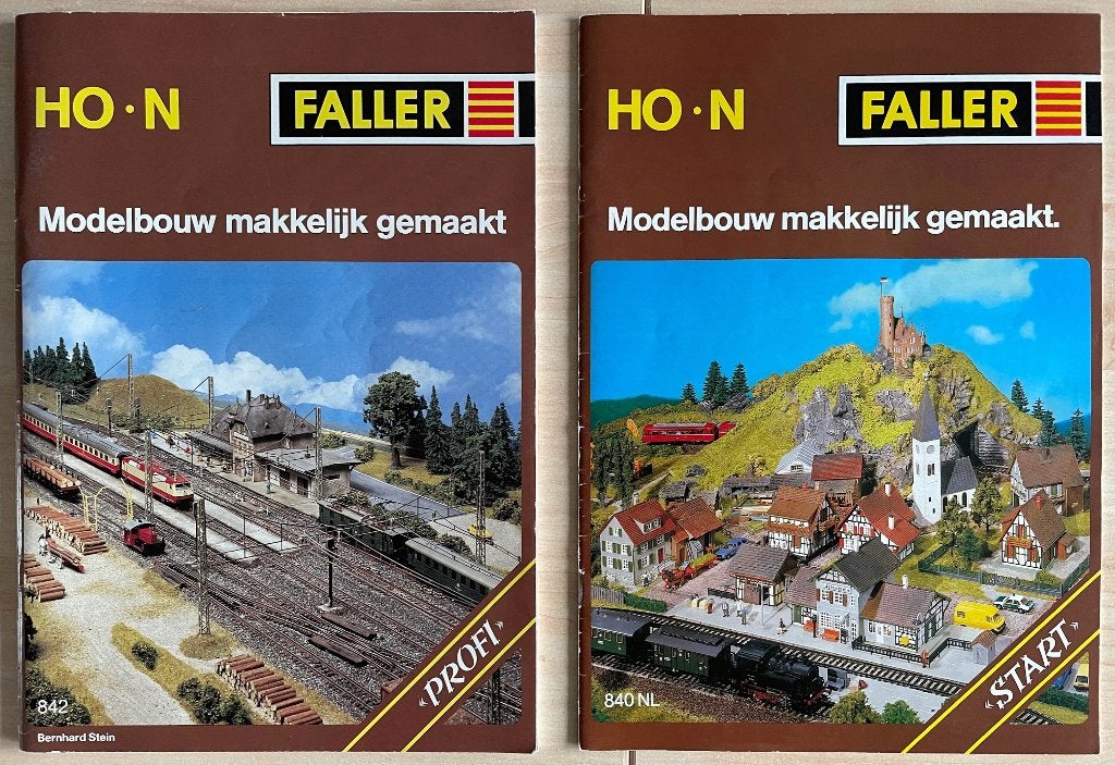 Set van 2 Faller H0/N Modelbouwboeken – Start & Profi, Gelijkstroom of Wisselstroom, Boek, Tijdschrift of Catalogus, Zo goed als nieuw