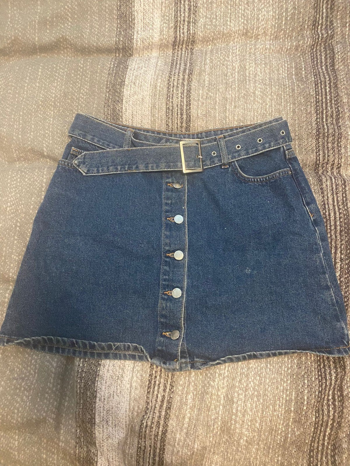Spijkerrokje met knopen en riem - Maat 40, Kleding | Dames, Rokken, Gedragen, Maat 38/40 (M), Blauw, Boven de knie, Ophalen of Verzenden