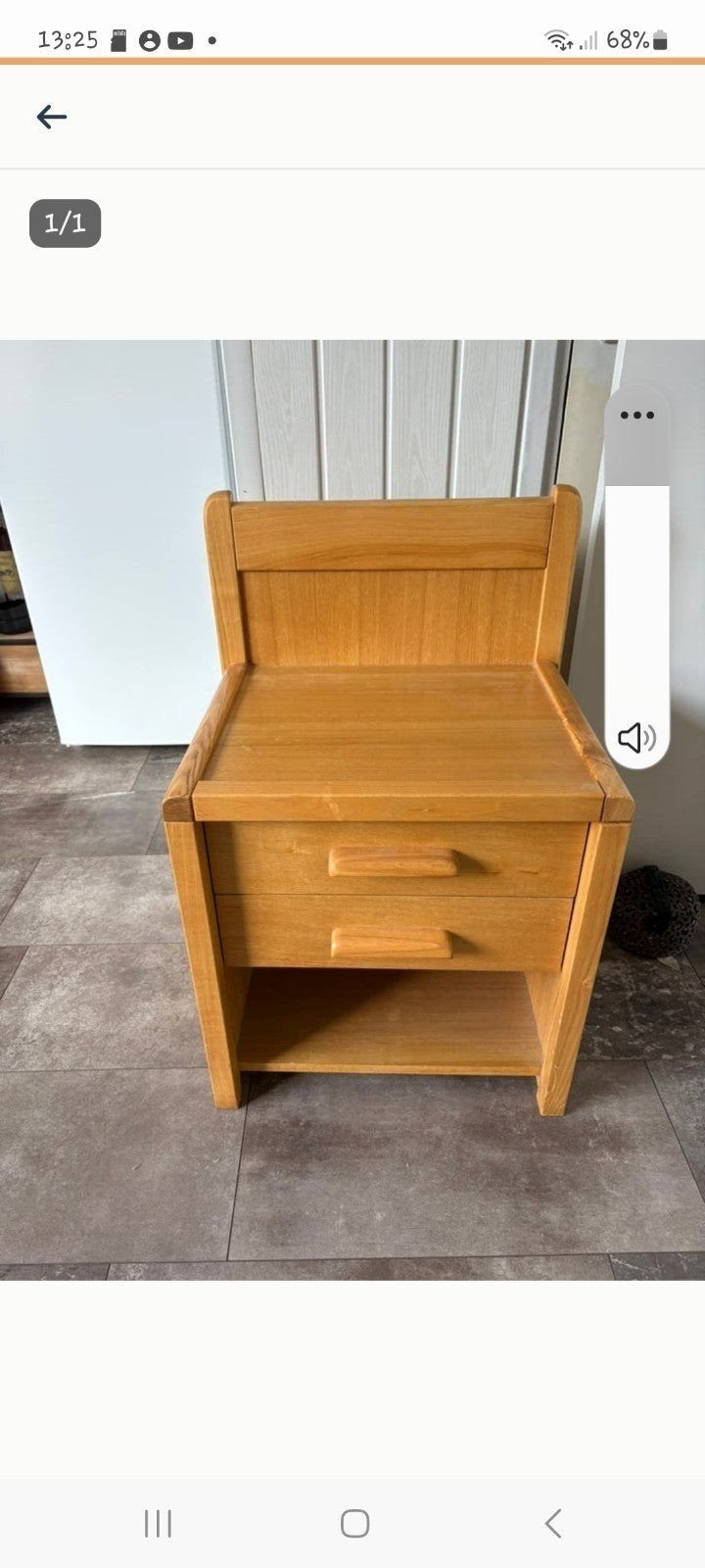 Nachtkastje blank eiken, Ophalen, 45 tot 65 cm, 55 tot 70 cm