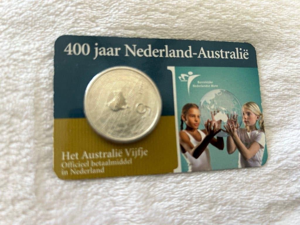 Herdenkingsmunt zilver 5 euro 400 jaar australie nieuw, Postzegels en Munten, Munten | Nederland, Koningin Beatrix, Zilver, Euro's