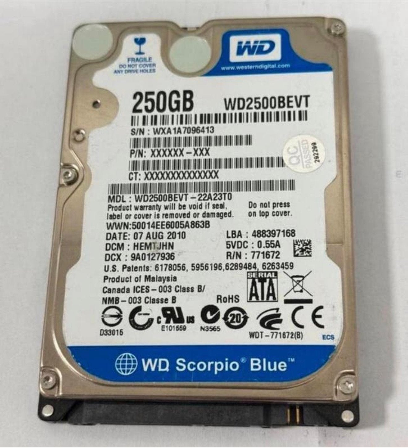 250GB SATA 2.5" HARD DISK DRIVE HIGH SIERRA 10.13.6 MACBOOK, Ophalen of Verzenden, Zo goed als nieuw, H, H