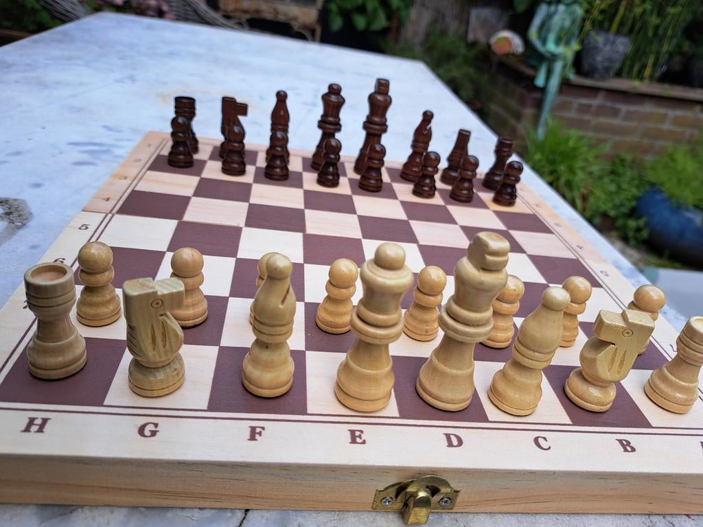 Schaakspel magnetisch in houten kistje, Hobby en Vrije tijd, Gezelschapsspellen | Bordspellen, Ophalen of Verzenden