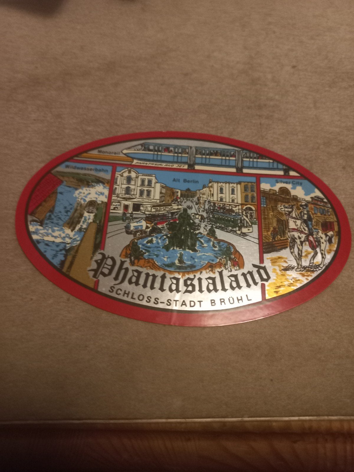 Vintage Phantasialand Sticker - Schloss-Stadt Brühl, Ophalen of Verzenden, Gebruikt