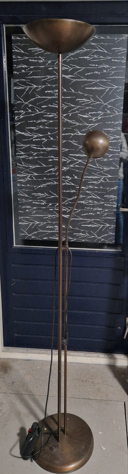 T.e.a.b. Bronzen Vloerlamp met Leeslamp - Klassiek Design, Ophalen, Gebruikt, Klassiek, Metaal
