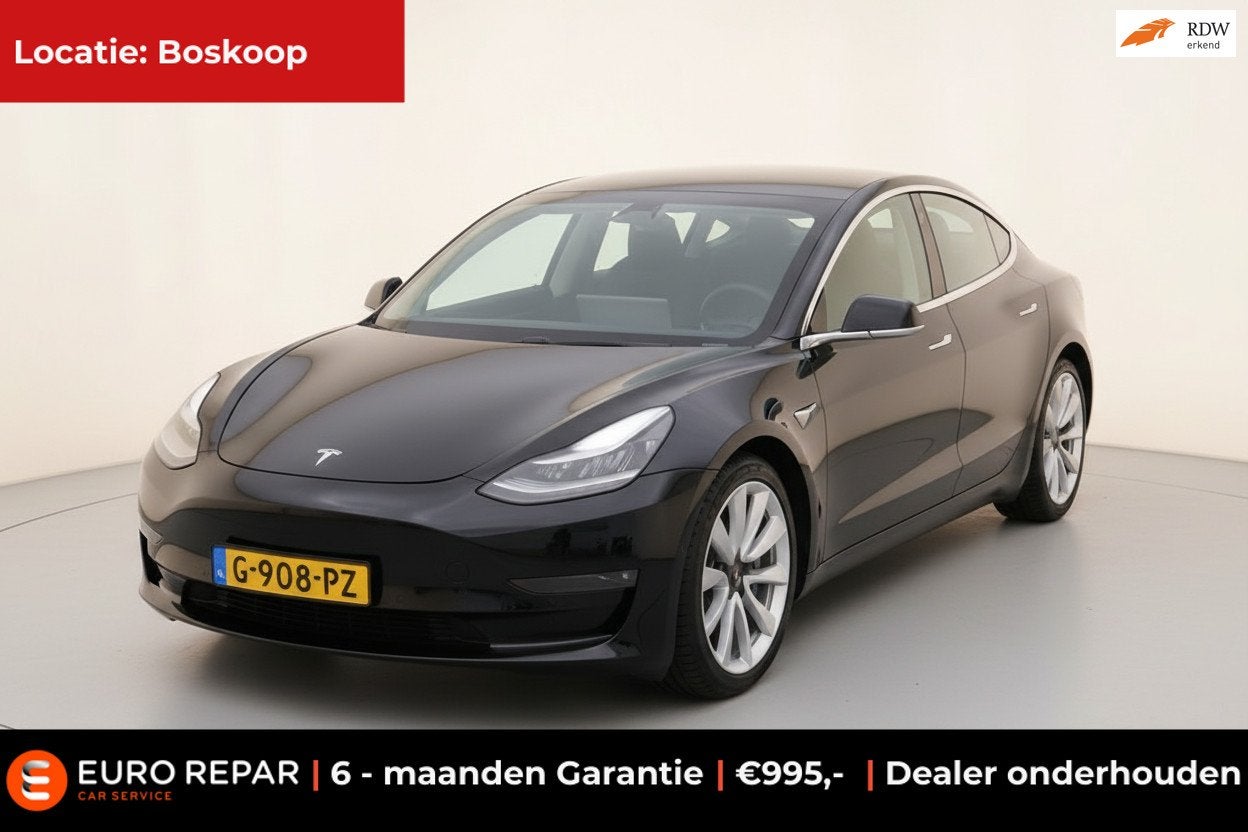 Tesla Model 3 Long Range AWD 75 kWh INCL-BTW ! SOH 88,9%, Automaat, Dealer onderhouden, 530 km, Zwart