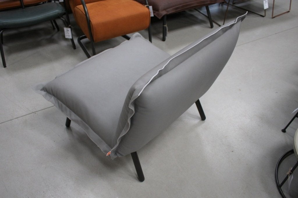 Luxe royale fauteuil BASTIA Jess Design metaal & leer grijs, Ophalen, 75 tot 100 cm, Zo goed als nieuw, 75 tot 100 cm