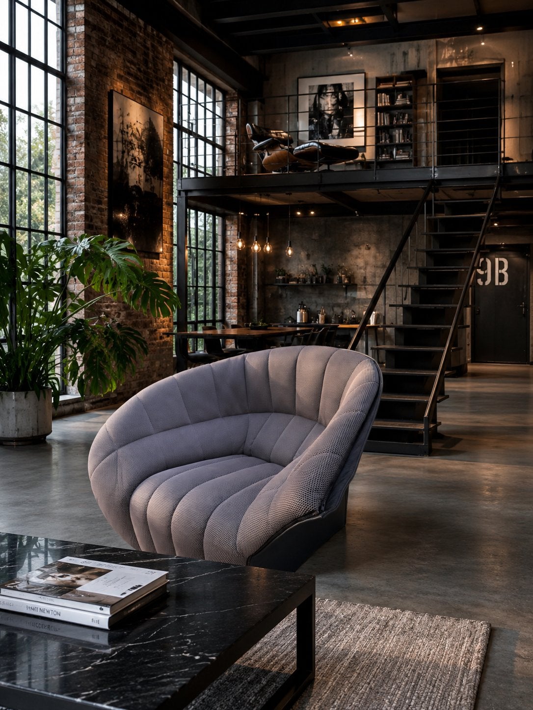 Ligne Roset Shell Fauteuil stof en leer bekleding, Ophalen, 75 tot 100 cm, Zo goed als nieuw, Stof