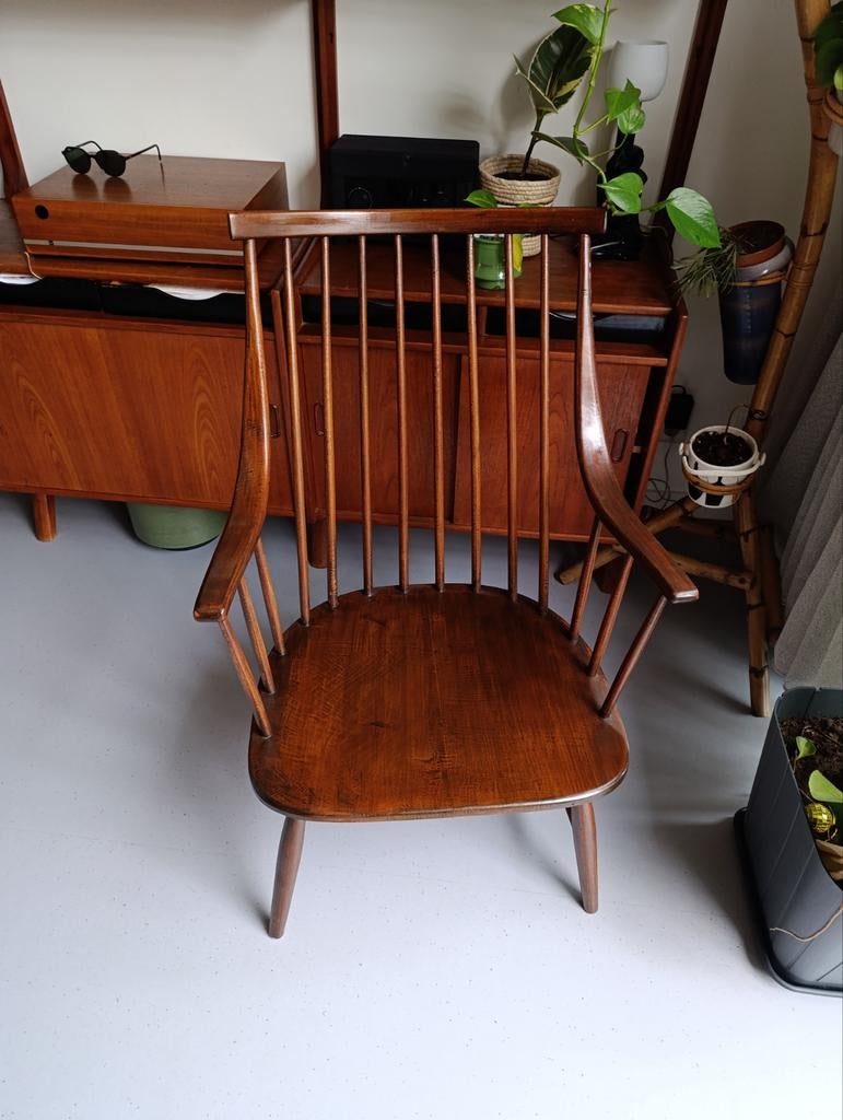 Spijlenstoel met armleuningen jaren 60, Antiek en Kunst, Antiek | Meubels | Stoelen en Banken, Ophalen