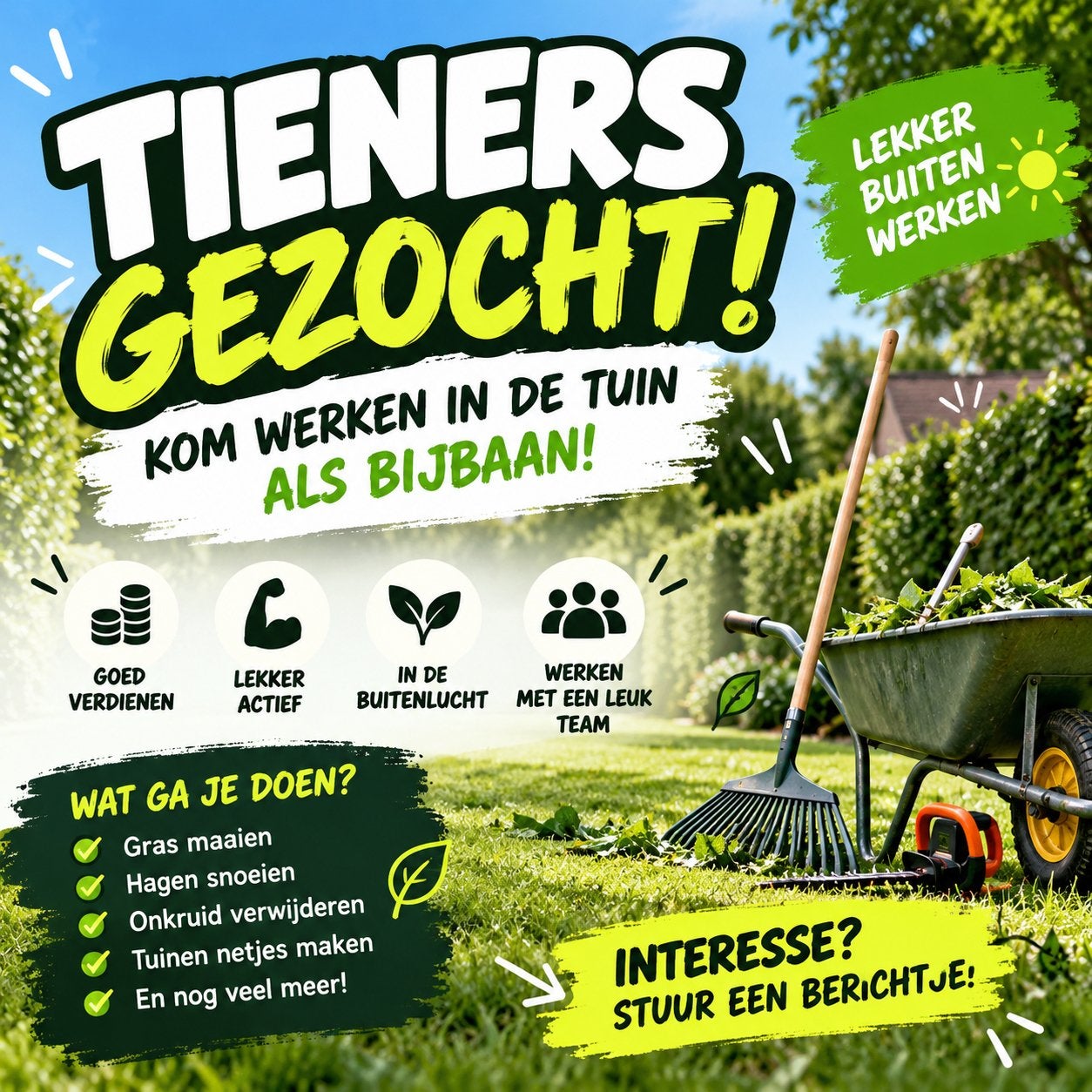 Tieners gezocht voor tuinwerk in Etten-Leur, Vacatures