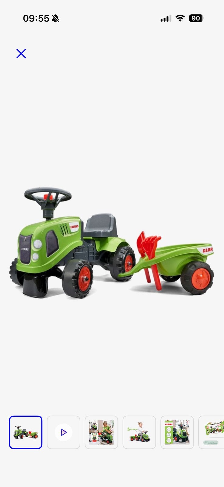 Claas Tractor Loopvoertuig met Aanhanger - Groen, Ophalen of Verzenden, Nieuw, Trapvoertuig