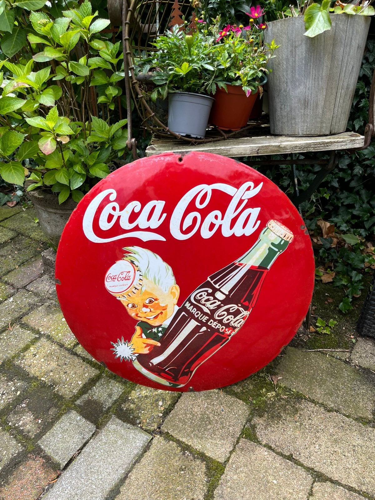 Groot emaille reclamebord Coca Cola jaren 50 style, Ophalen of Verzenden, Gebruikt, Reclamebord