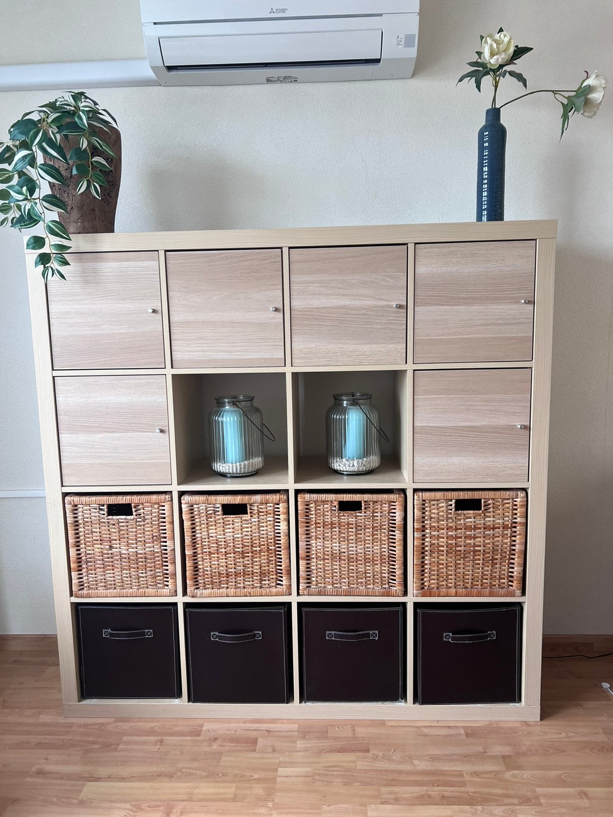 Ikea kallax kast licht eiken 16 vaks, Ophalen, 100 tot 150 cm, Eikenhout, Zo goed als nieuw