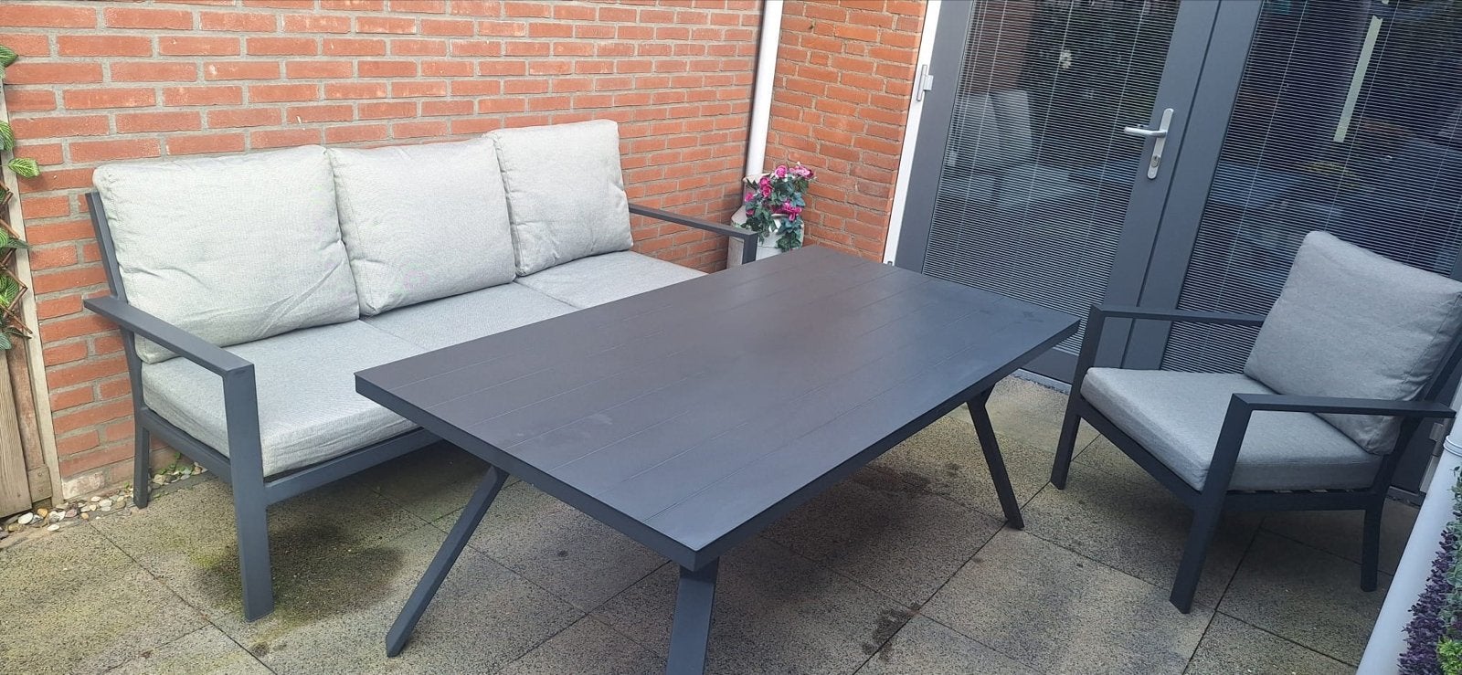 Garden Impressions loungeset met tafel en stoelen, Ophalen, 4 zitplaatsen, Aluminium, Zo goed als nieuw