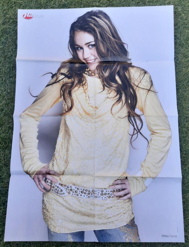 Grote Poster Hitkrant 2009 Miley Cyrus / Green Day, Ophalen of Verzenden, Gebruikt, A1 t/m A3, Muziek