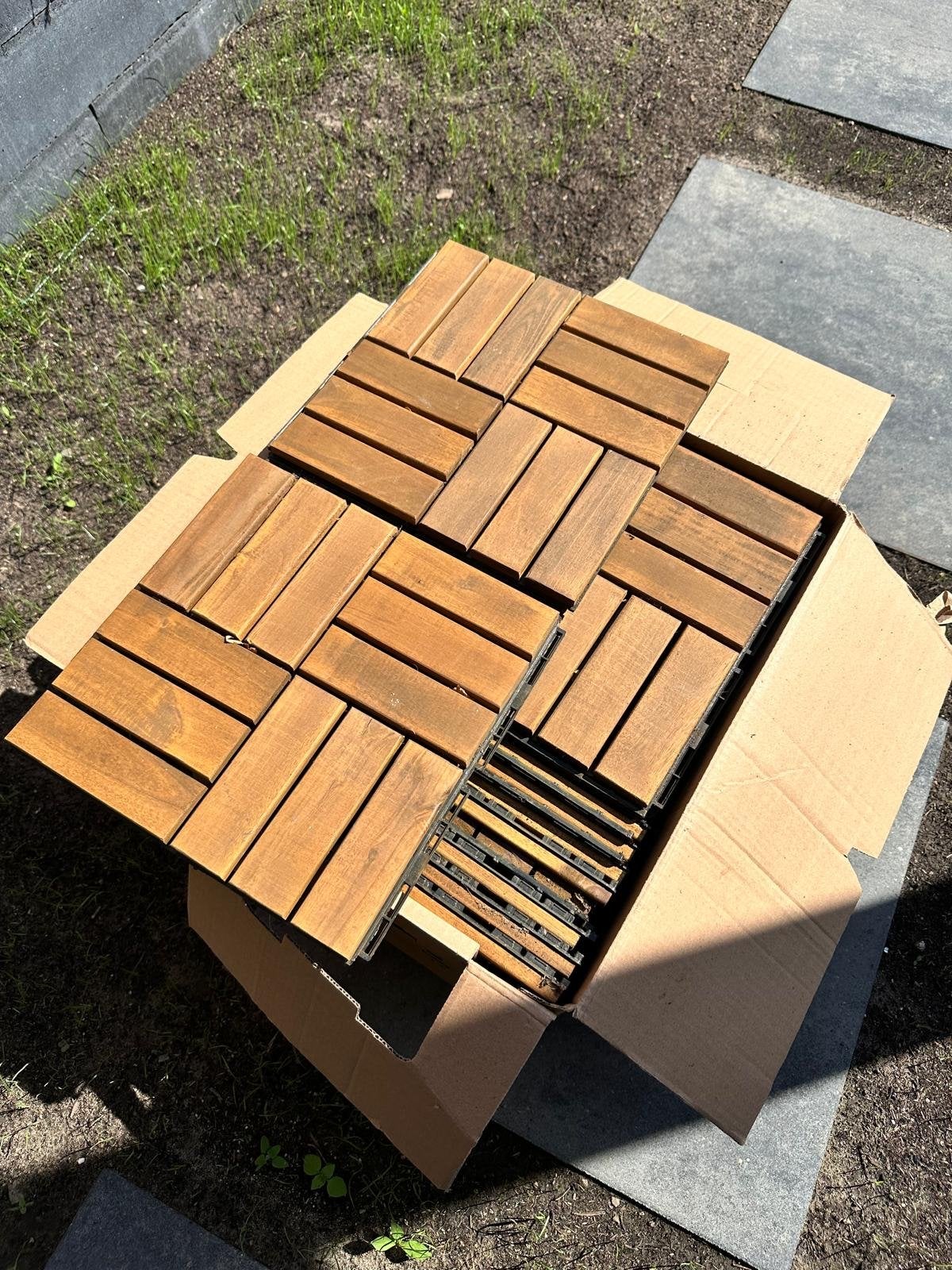 Houten vlondertegels voor terras of balkon, Ophalen, Gebruikt, Hout