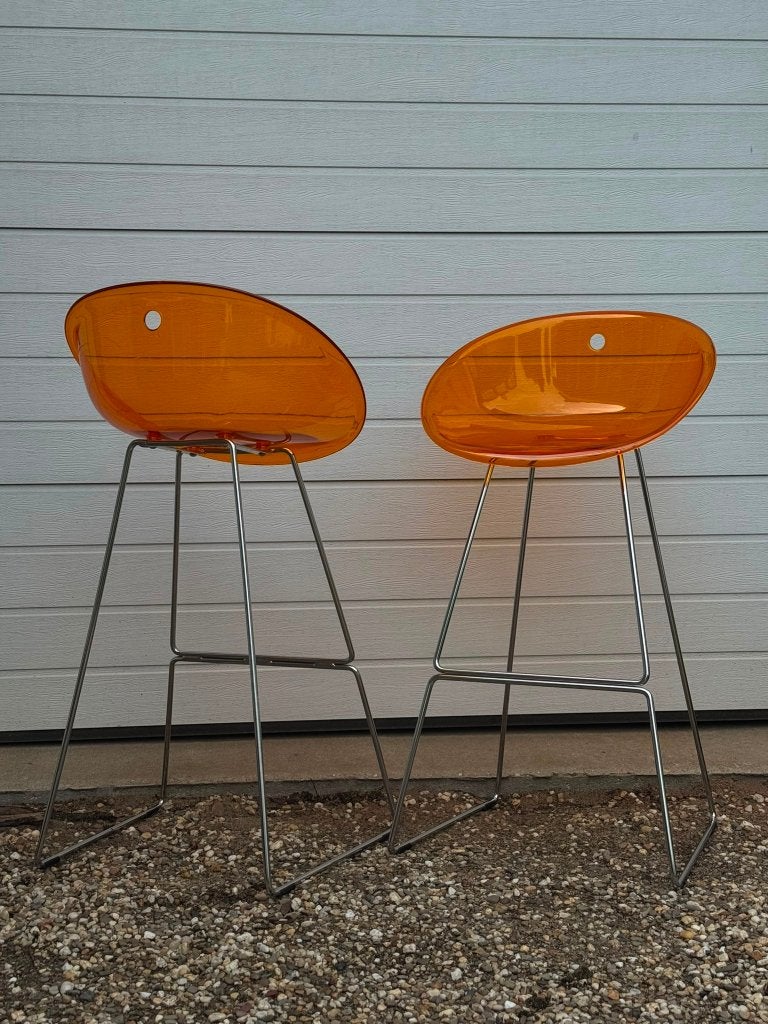 Pedrali Gliss Italiaanse Design krukken. Oranje, 2 stuks., Ophalen, Zo goed als nieuw, 90 cm of meer, Metaal