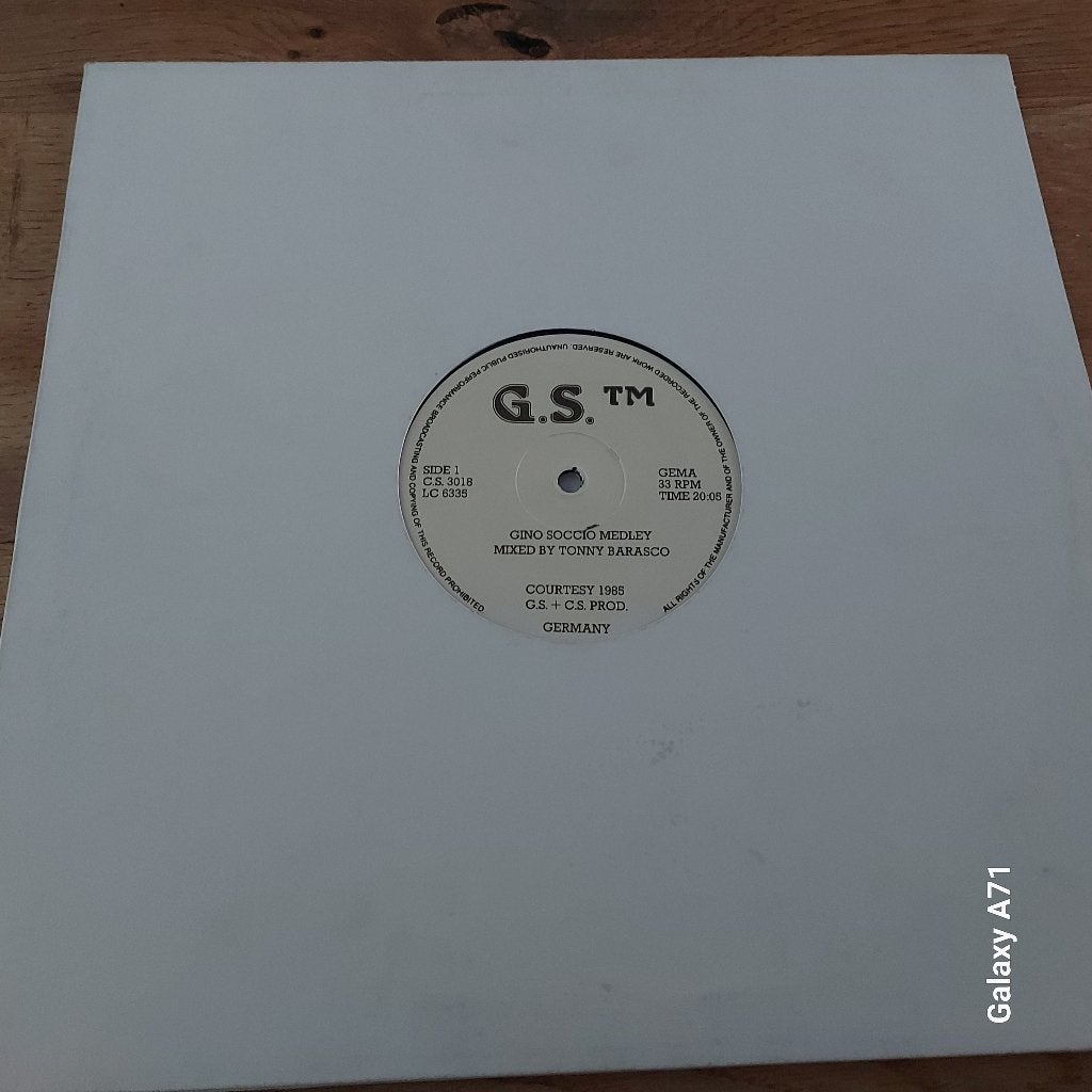 12 inch Maxisingel Gino Soccio Medley (Mix) 1985, Gebruikt, Ophalen of Verzenden, Disco, 12 inch
