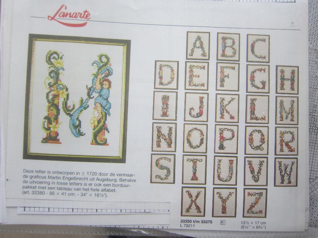 borduurpatroon  lanarte letters Martin Engelbrecht zeer mooi, Hobby en Vrije tijd, Borduren en Borduurmachines, Ophalen of Verzenden