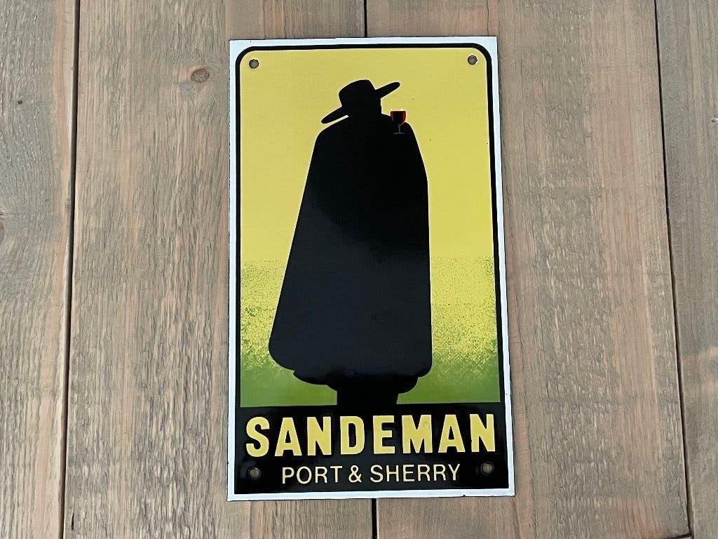 Emaille Reclamebord Sandeman Port Sherry - Vintage, Ophalen of Verzenden, Gebruikt, Reclamebord