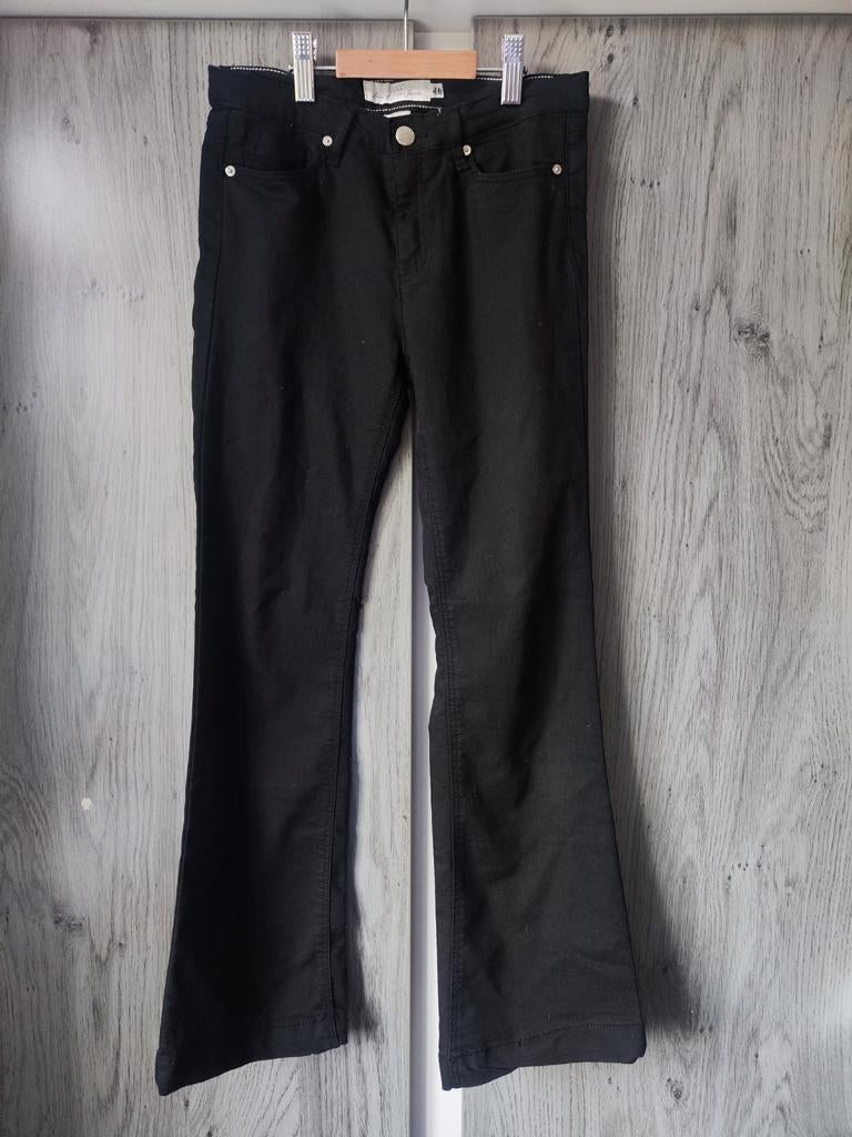 H&M Zwarte Wijde Pijpen Stretch Broek Maat 152, Broek, Meisje, H&M, Nieuw