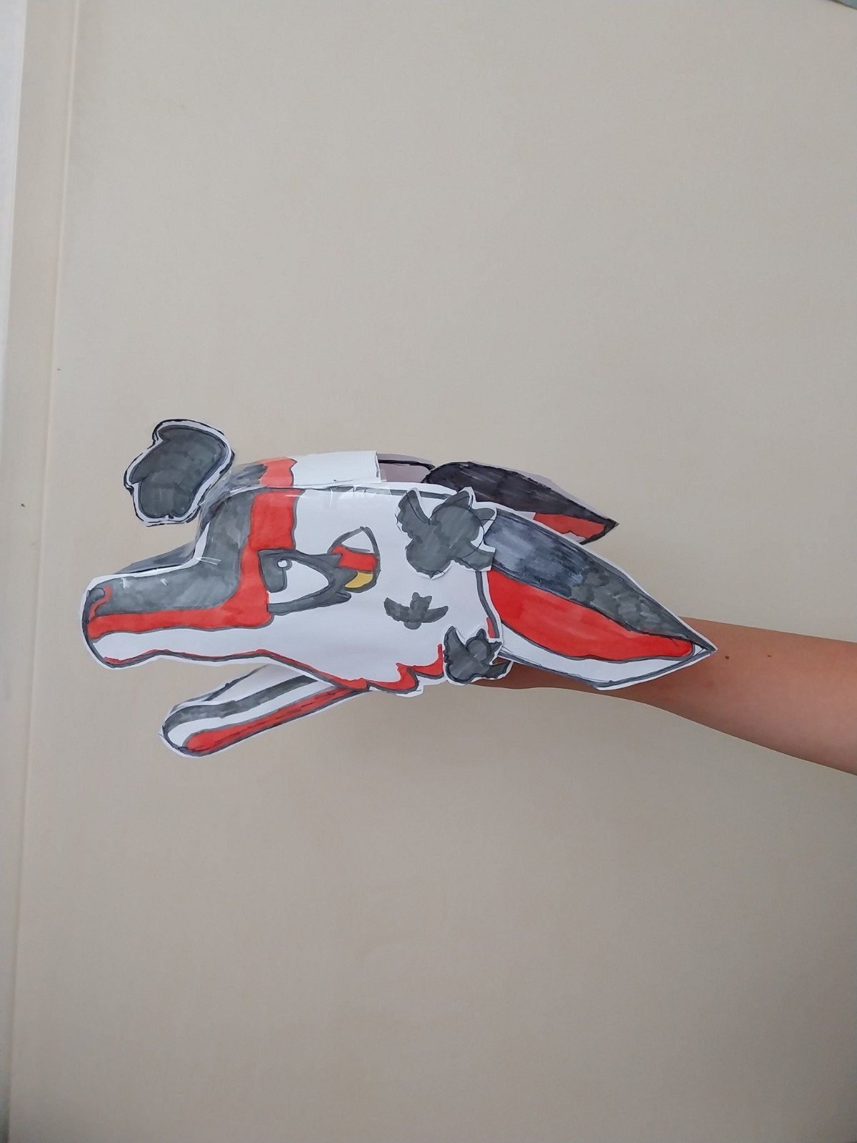 Handgemaakt papieren draken kop, uniek en kleurrijk, Fantasie, Gebruikt, Handgemaakt, Ophalen of Verzenden