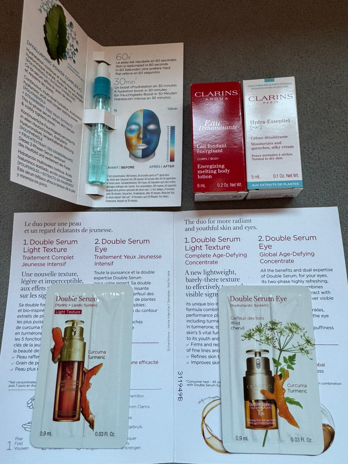 Clarins samples & luxe miniaturen, Ophalen of Verzenden, Zo goed als nieuw, Gehele gezicht, Overige typen