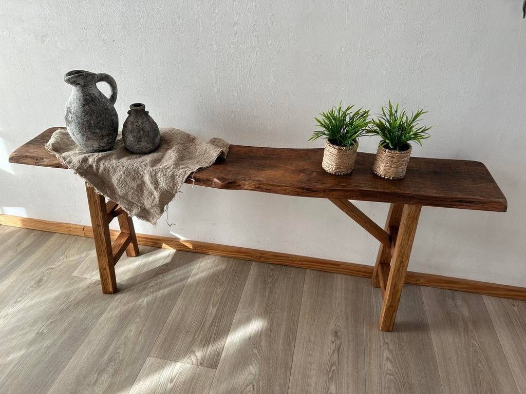 Nieuw gemaakte sidetable/bank - eikenhouten schaaldeel, Ophalen, 100 tot 150 cm, Nieuw, Landelijk