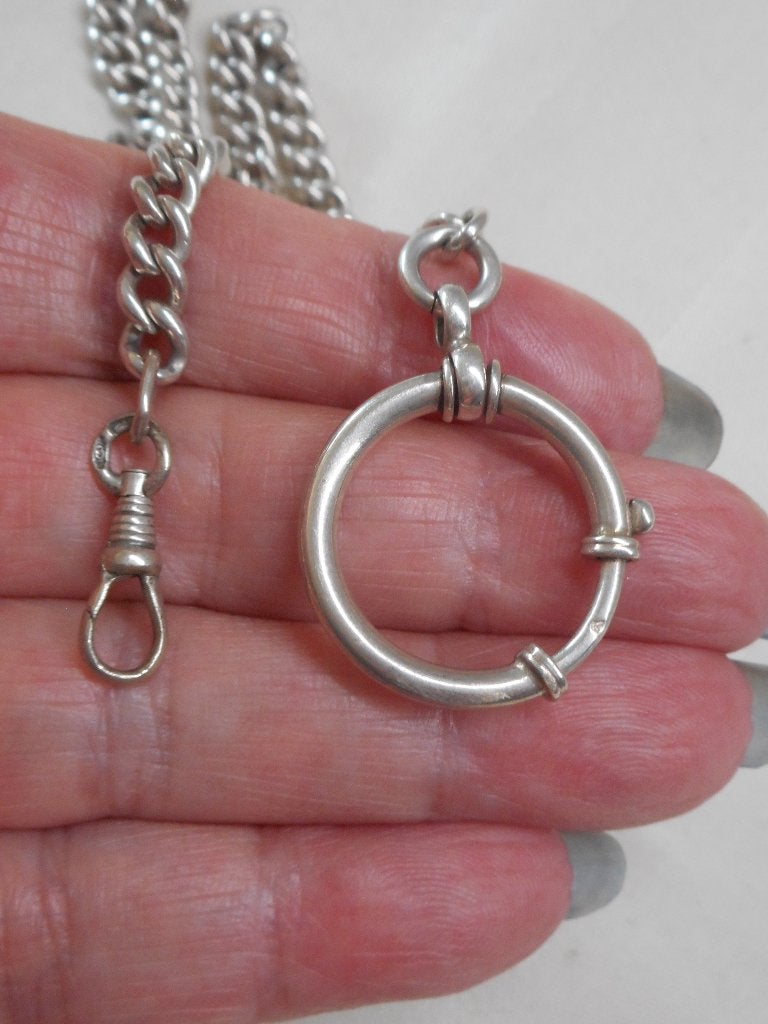 Zilveren antieke horloge ketting met veerslot nr.349, Verzenden, Zilver, Overige merken, 1900 tot 1930