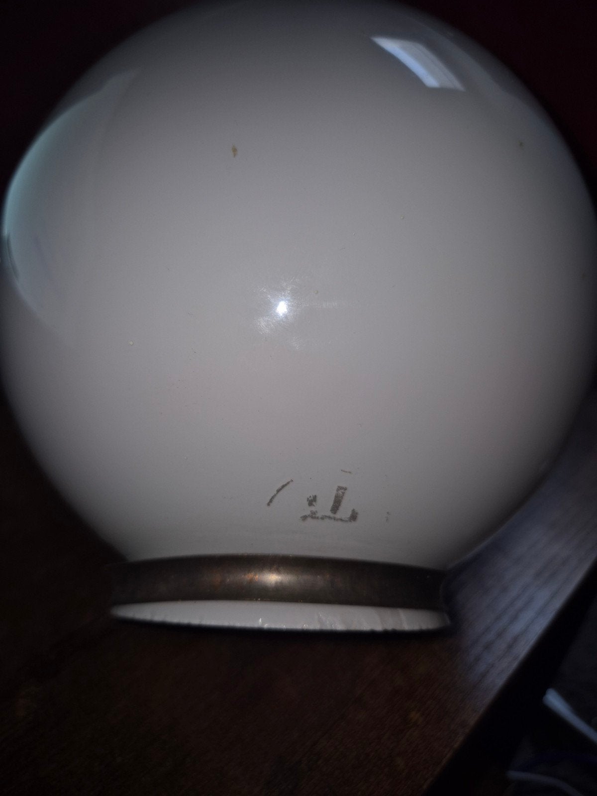 Vintage opaline glazen bol met metalen fitting, Ophalen of Verzenden