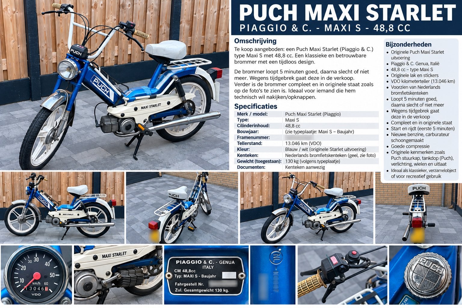 Puch Maxi Starlet S - Originele staat - Loopt niet, Ophalen, Gebruikt, Maximaal 45 km/u, Maxi