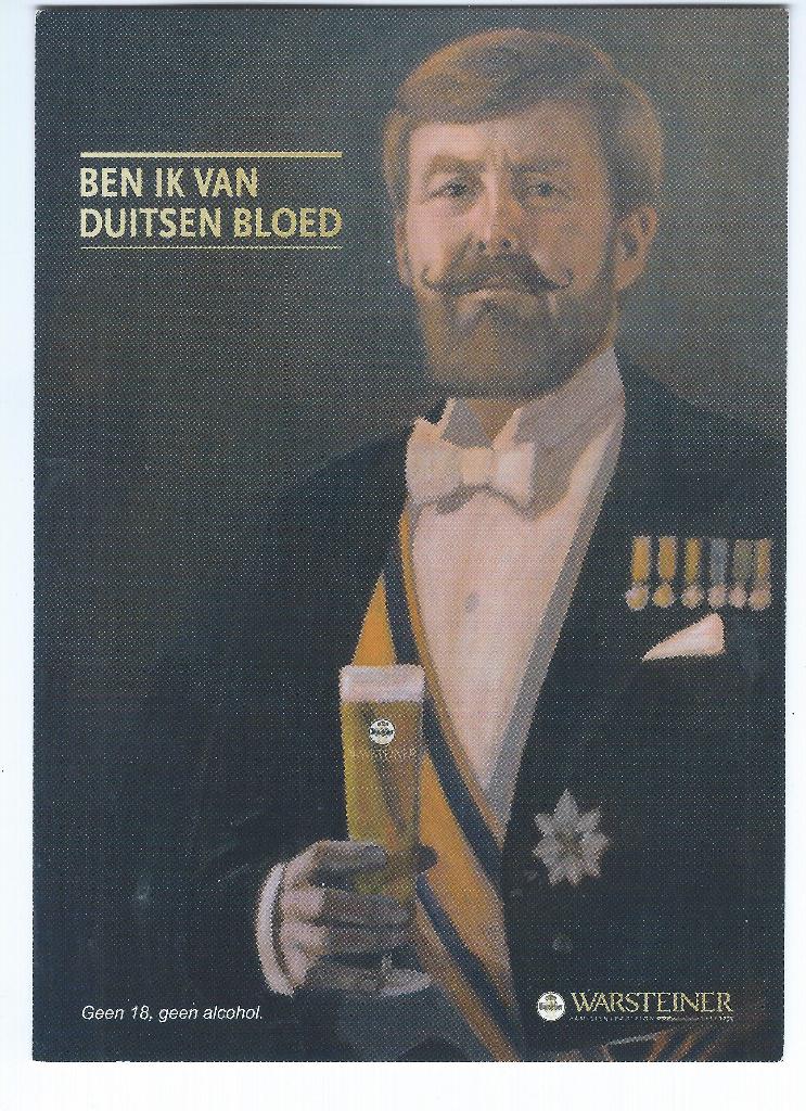 Warsteiner - Koning W.A.- Ben ik van Duitsen bloed Boomerang, Verzamelen, Biermerken, Verzenden, Nieuw, Reclamebord, Plaat of Schild