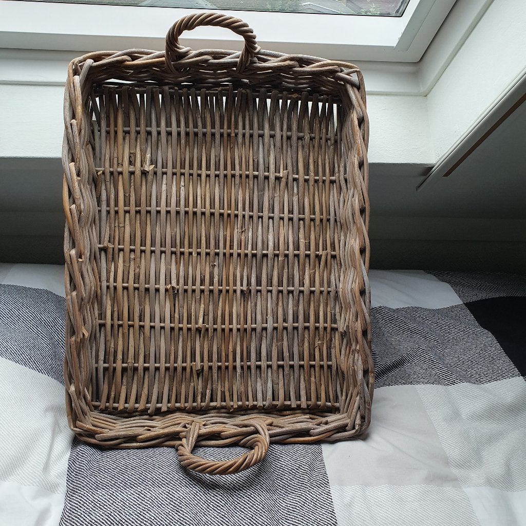dienblad riet groot, Ophalen of Verzenden, Gebruikt, Rechthoekig, Overige materialen