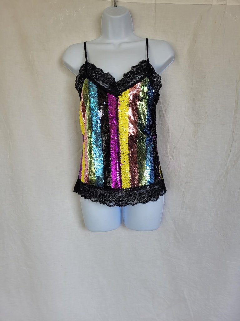 Gaaf zwart feestshirt met paillettes mt S/M merk Giorgia, Maat 38/40 (M), ., Zwart, Ophalen of Verzenden