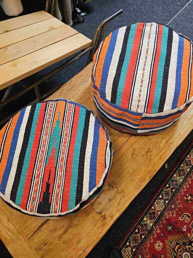 Kelim poefkussen 55/55 cm, Gebruikt, Meerkleurig, Etten-Leur, Rond