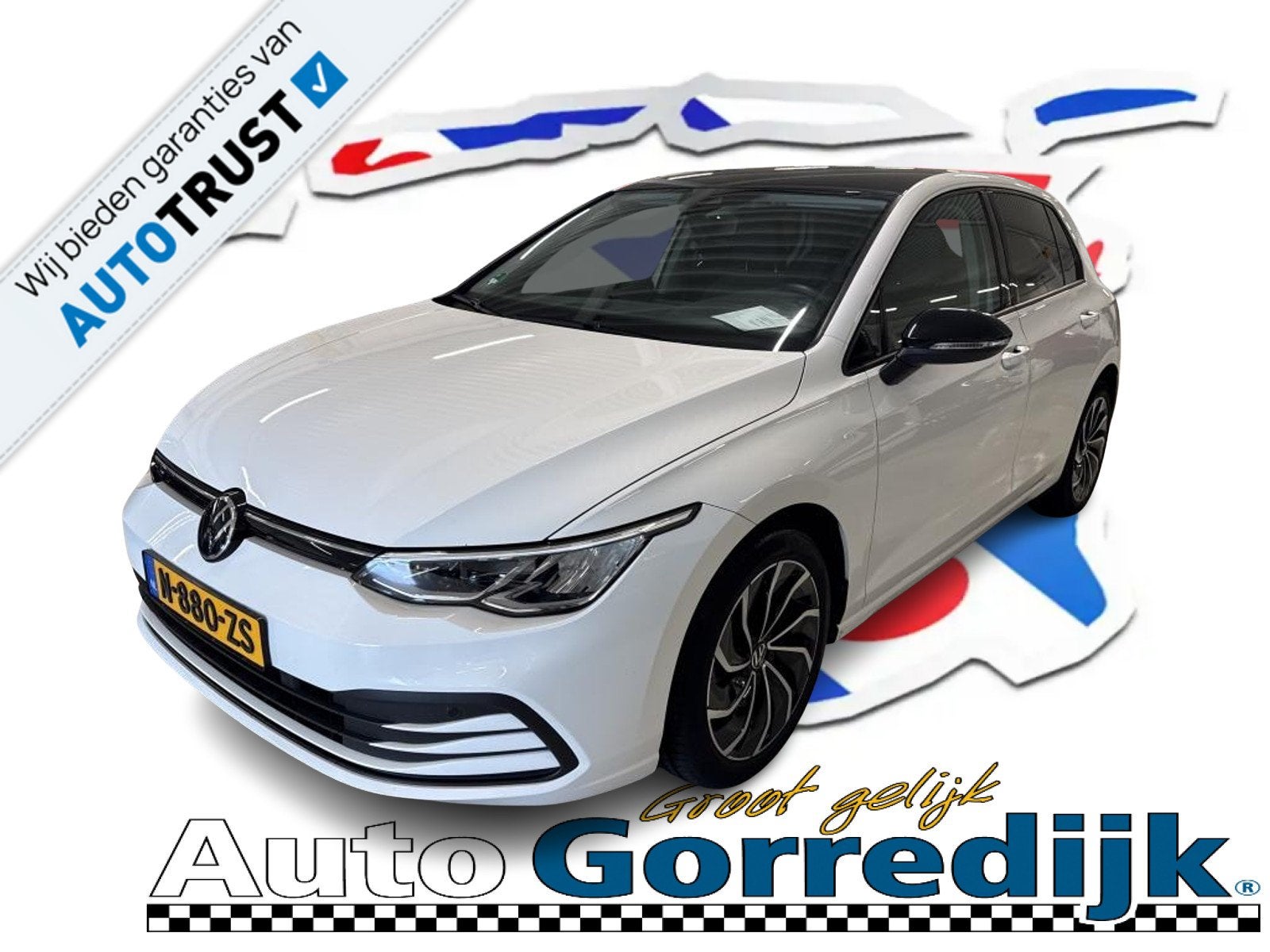 Volkswagen Golf 1.5 TSI R-Line Carplay,Clima,Led,Adap Cruise, Stof, 4 cilinders, Met garantie (alle), Wit
