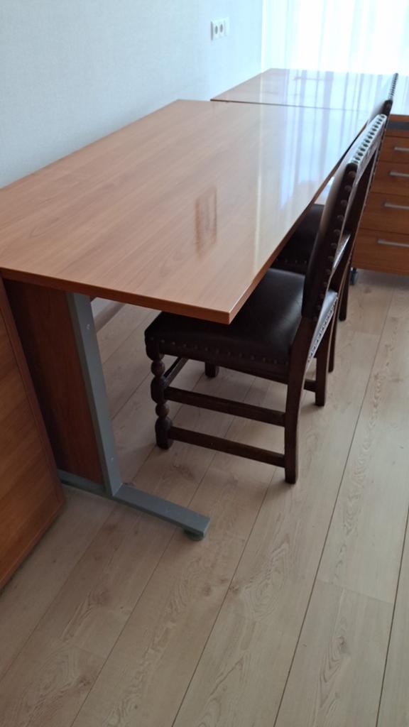Complete kantoorset: 2 bureaus, kast, ladekastje - ZGAN!, Huis en Inrichting, Bureaus, Ophalen, Hout, Met lades, Bruin