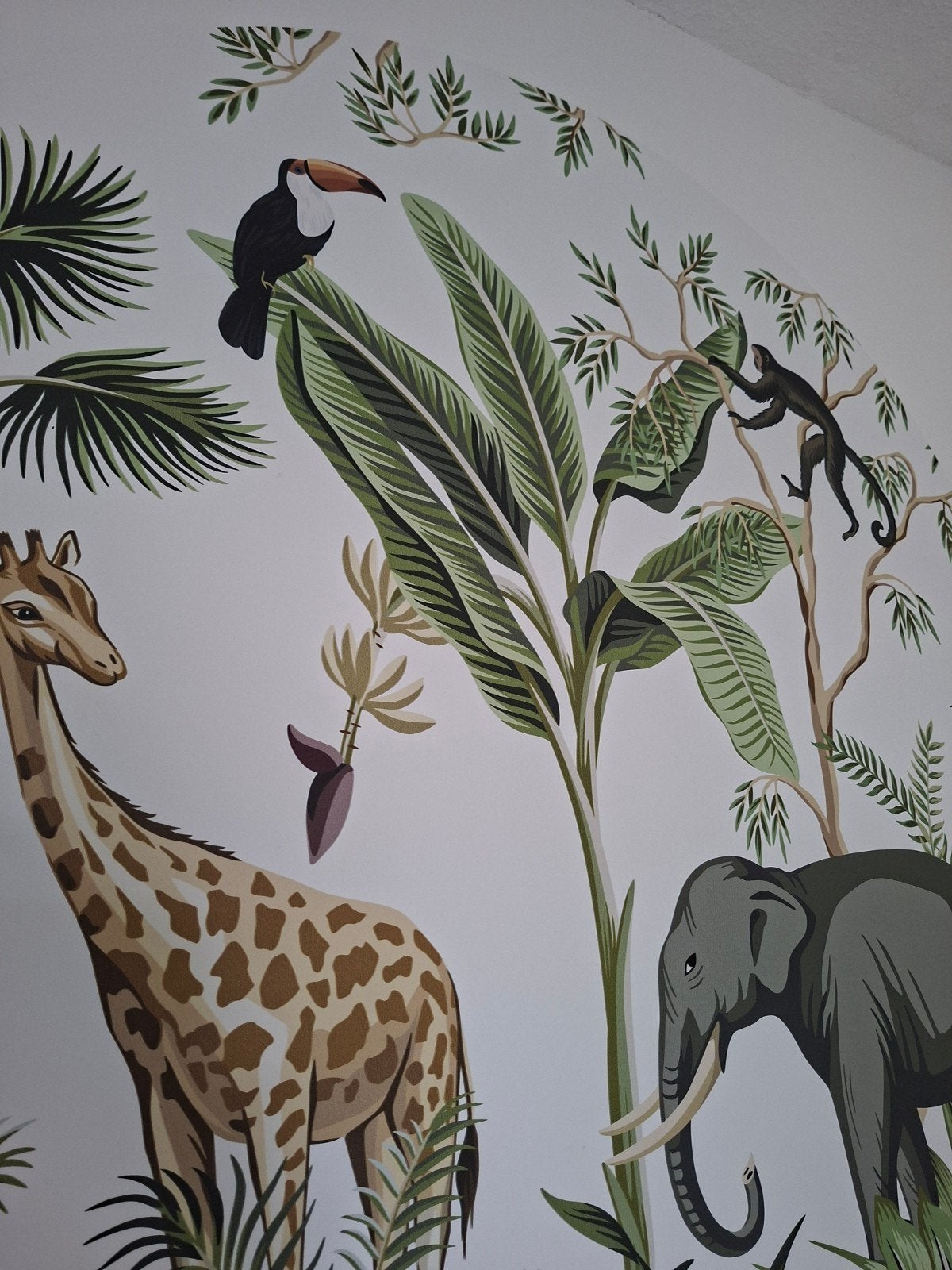 Wandcirkel Jungle Dieren - 100 cm diameter, Ophalen, Meerkleurig, Zo goed als nieuw, Wandcirkel